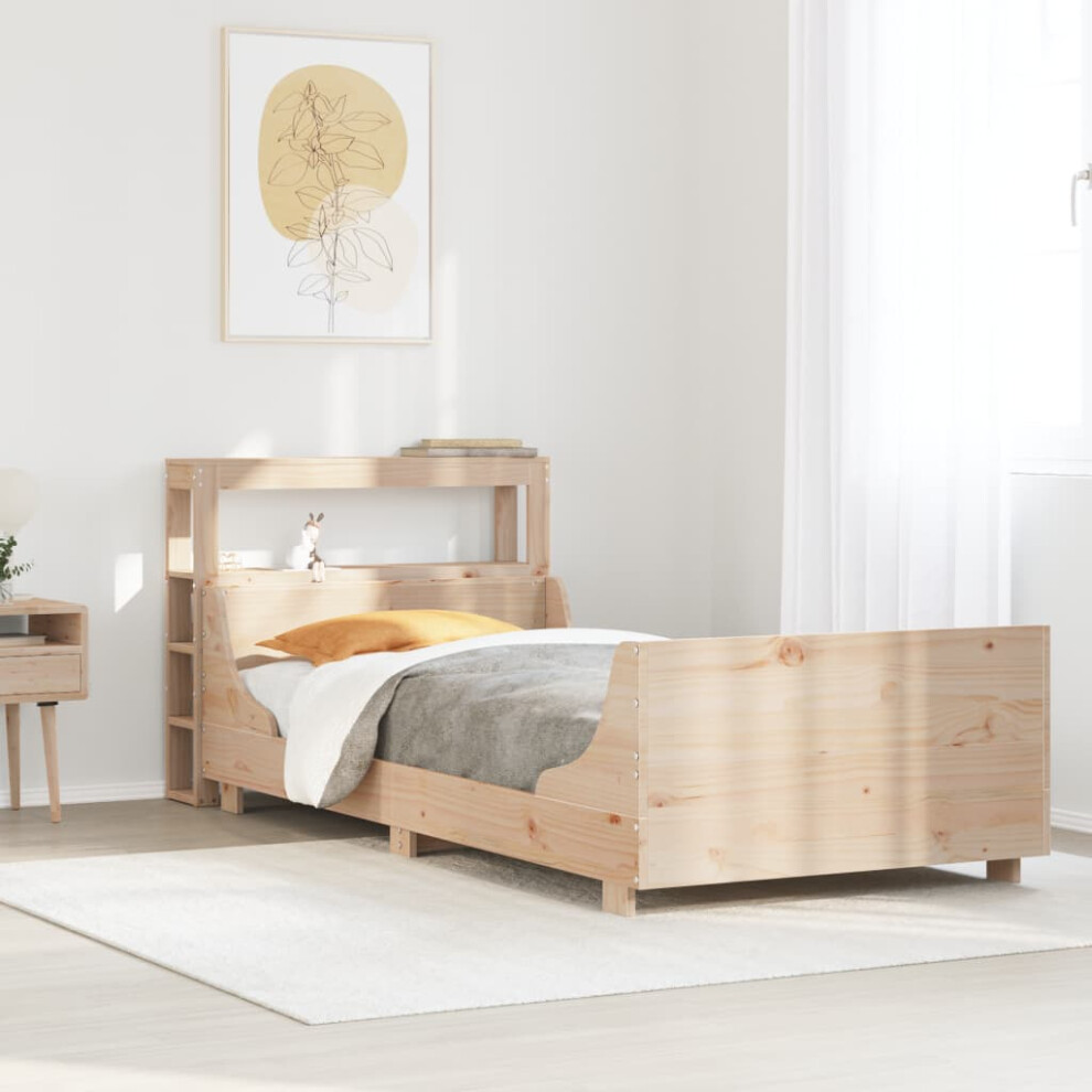 Vidaxl Bed Frame With Headboard Bed 75X190 Cm Small Single Solid Wood Pine