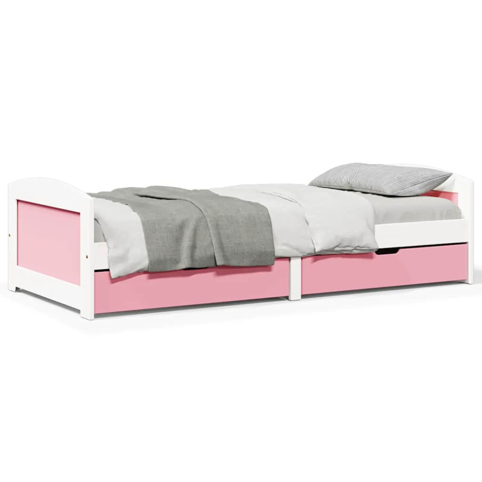 vidaXL Day Bed with 2 Drawers without Mattress IRUN White&Pink 90x200 cm