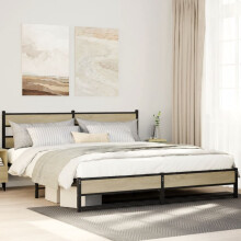 vidaXL Metal Bed Frame without Mattress Sonoma Oak 180x200 cm Super King