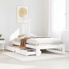 vidaXL Bed Frame without Mattress Bed White 90x190 cm Single Solid Wood Pine