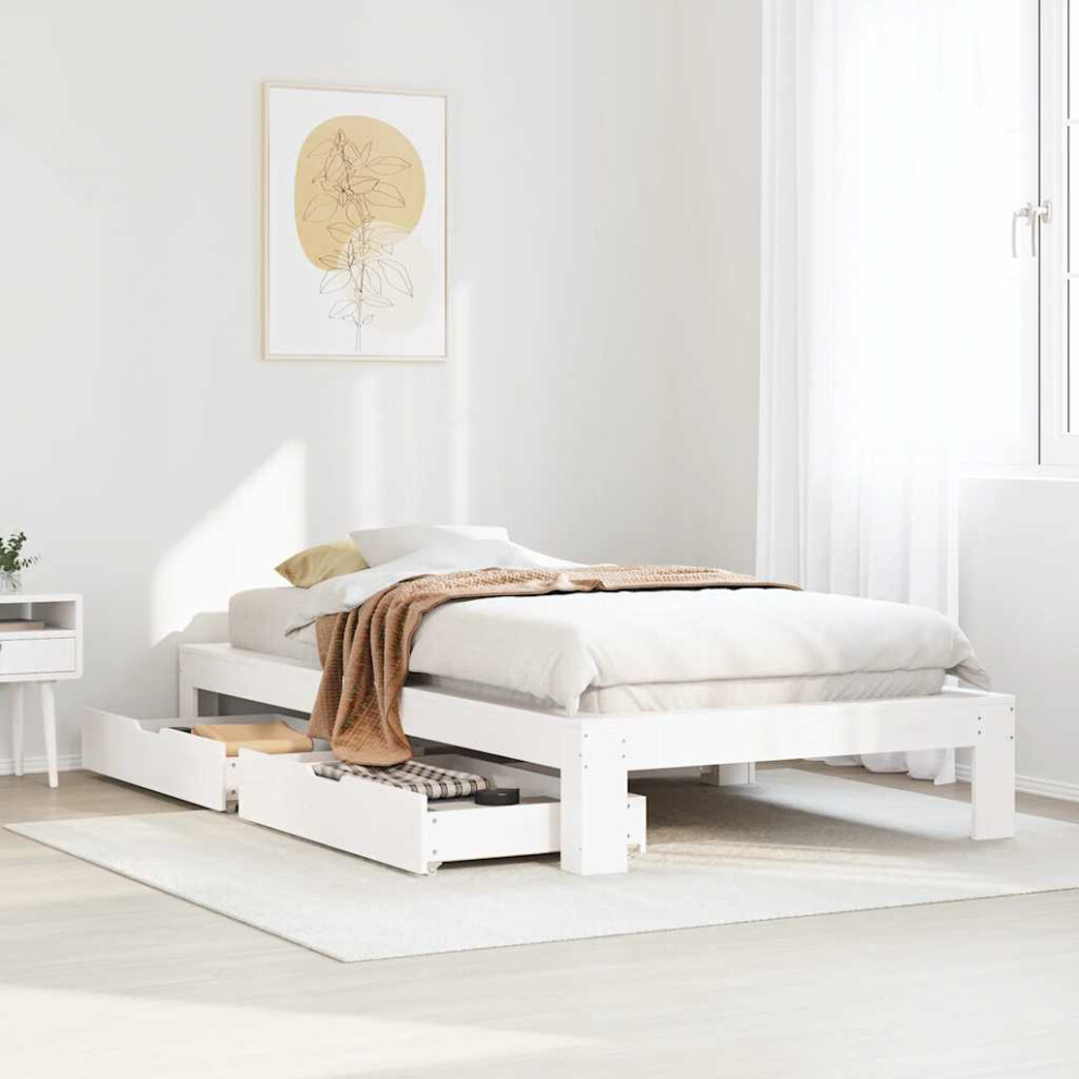 Vidaxl Bed Frame Without Mattress Bed White 90X190 Cm Single Solid Wood Pine