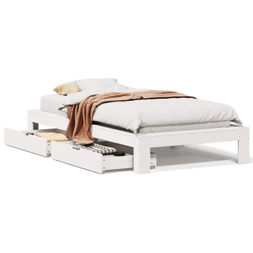 VidaXL vidaXL Bed Frame without Mattress Bed White 90x190 cm Single Solid Wood Pine 1