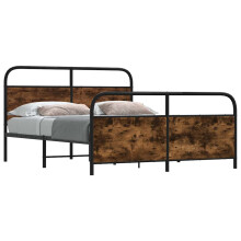 vidaXL Metal Bed Frame without Mattress Smoked Oak 180x200 cm Super King