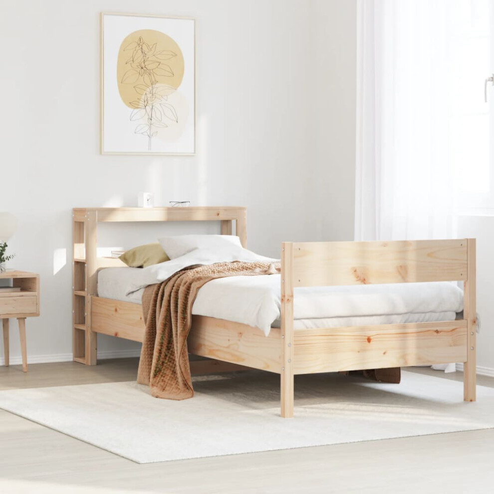 Vidaxl Bed Frame With Headboard Bed 75X190 Cm Small Single Solid Wood Pine