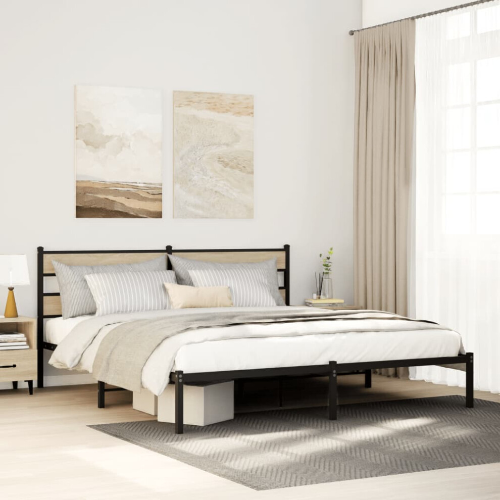 vidaXL Metal Bed Frame without Mattress Sonoma Oak 180x200 cm Super King