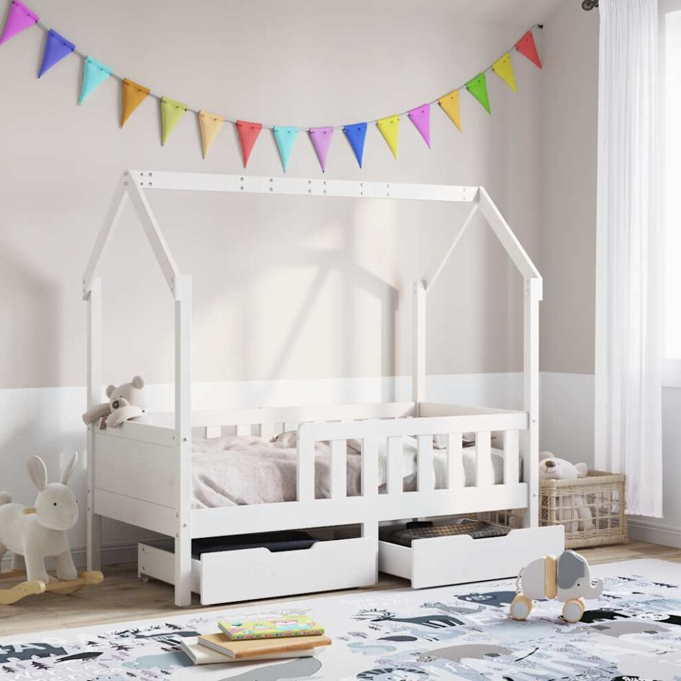 Vidaxl Kids Bed Frame With Drawers Without Mattress 80X160 Cm Solid Wood