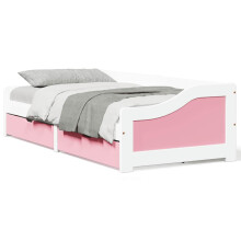 vidaXL Tagesbett mit 2 Schubladen ohne Matratze Weiß Rosa 90x200cm