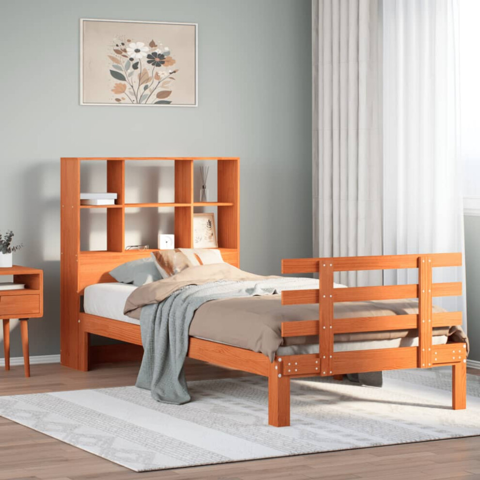 Vidaxl Bookcase Bed Without Mattress Bed Wax Brown 100X200cm Solid Wood Pine