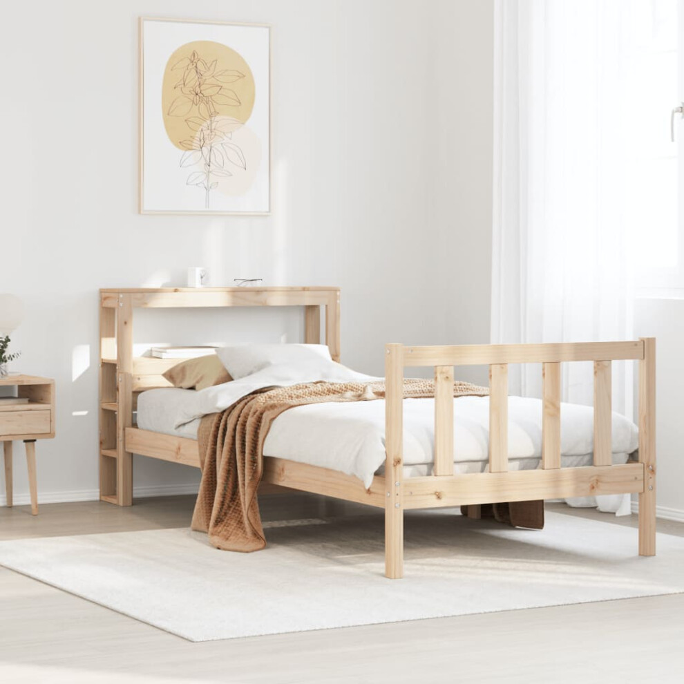 vidaXL Bed Frame Without Mattress 75x190 Cm Small Single Solid Wood Pine