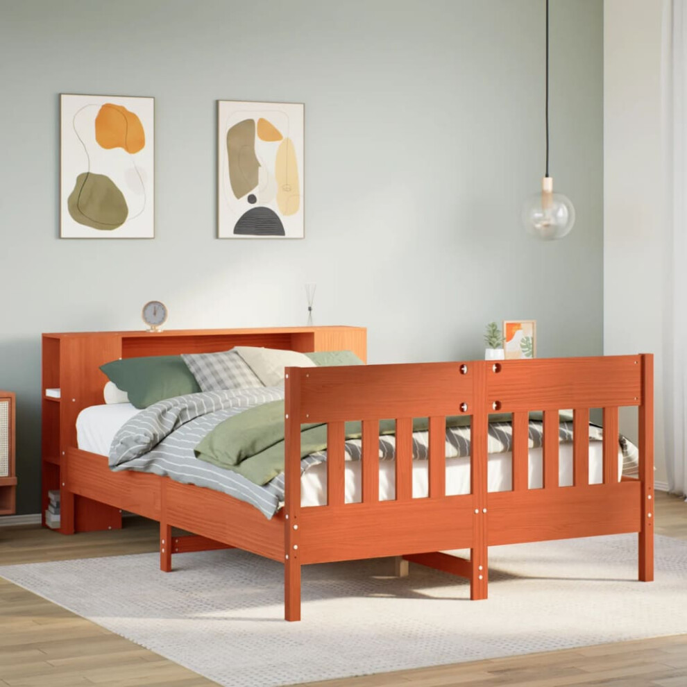 Vidaxl Bookcase Bed Without Mattress Bed Wax Brown 140X190cm Solid Wood Pine