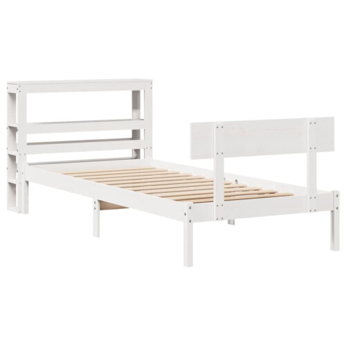 VidaXL vidaXL Bed Frame with Headboard Bed White 90x190 cm Single Solid Wood Pine 2