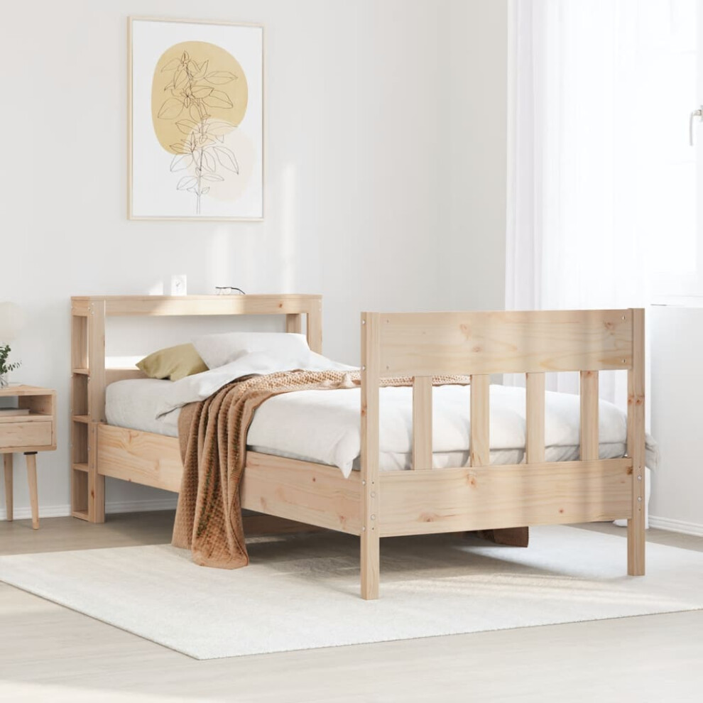 Vidaxl Bed Frame With Headboard Bed 75X190 Cm Small Single Solid Wood Pine