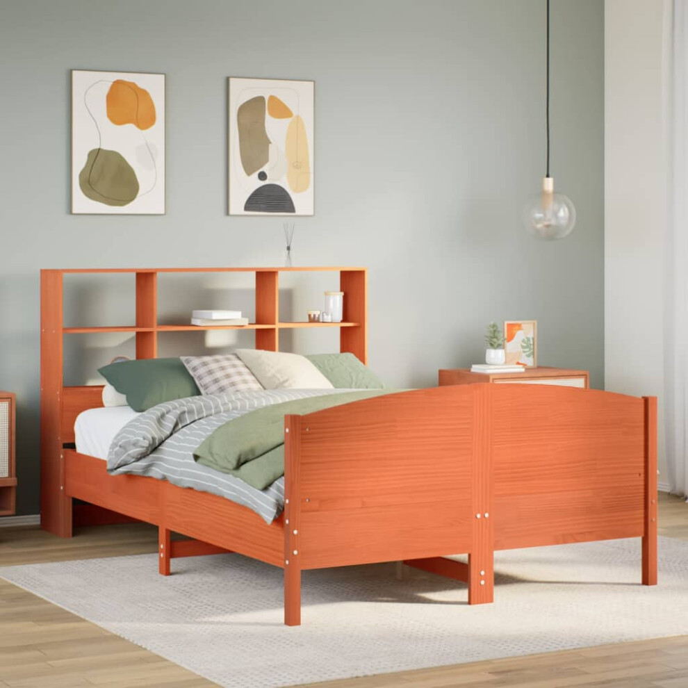 Vidaxl Bookcase Bed Without Mattress Bed Wax Brown 140X200cm Solid Wood Pine