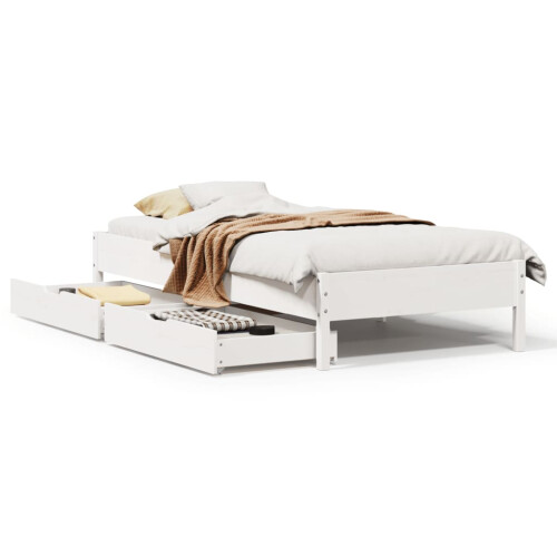 VidaXL vidaXL Bed Frame Home Bed Base Bedstead White 90x190 cm Single Solid Wood Pine 1