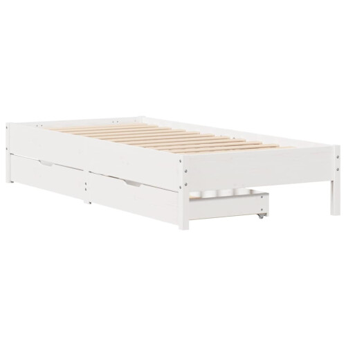 VidaXL vidaXL Bed Frame Home Bed Base Bedstead White 90x190 cm Single Solid Wood Pine 2