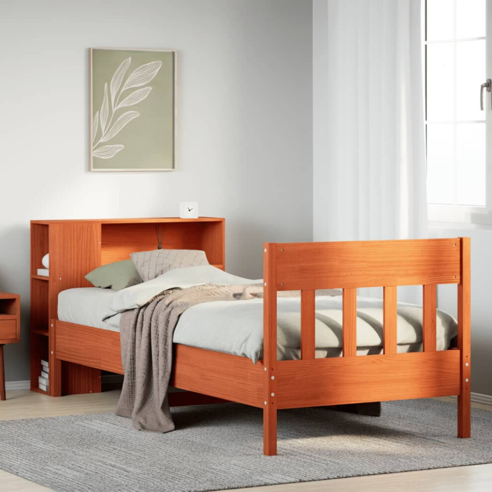 Vidaxl Bookcase Bed Without Mattress Bed Wax Brown 100X200cm Solid Wood Pine