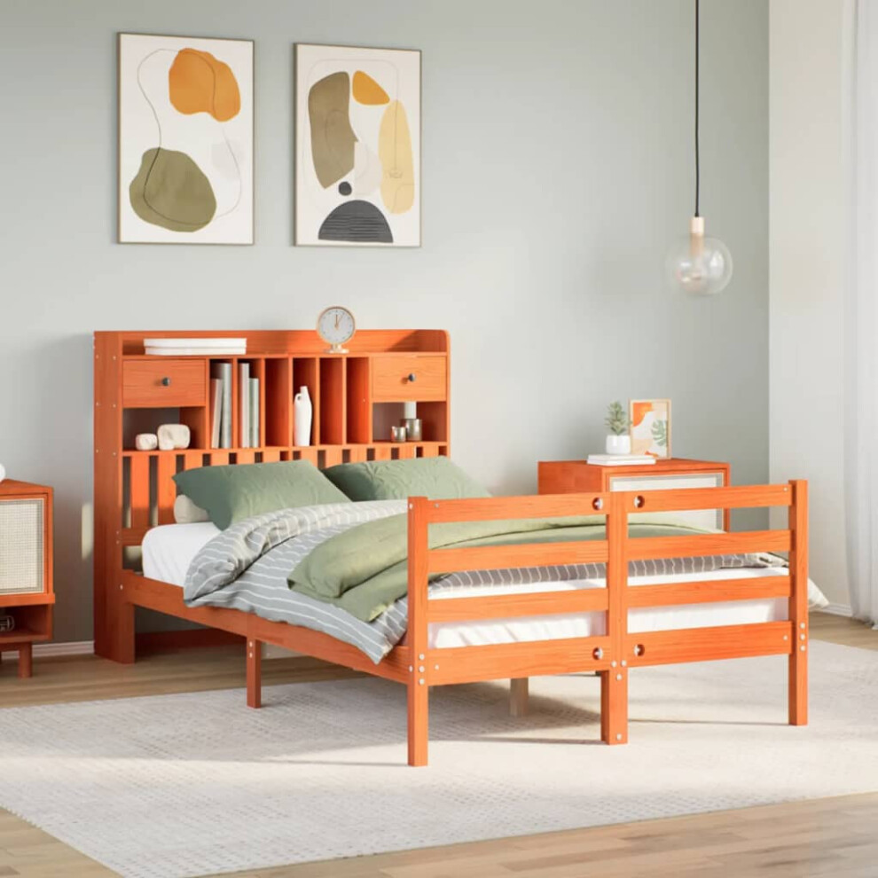 Vidaxl Bookcase Bed Without Mattress Bed Wax Brown 120X200cm Solid Wood Pine