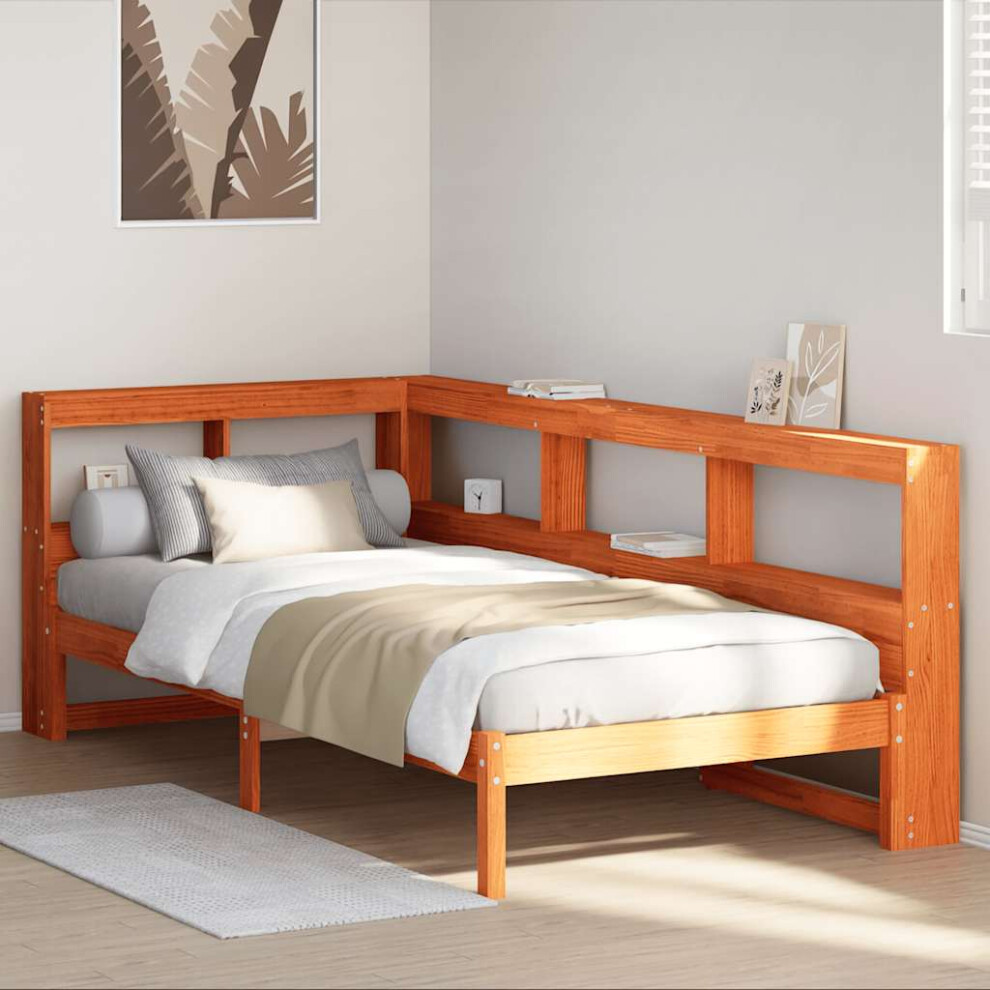 Vidaxl Bookcase Bed Without Mattress Wax 75X190 Cm Solid Wood Pine Bed Brown