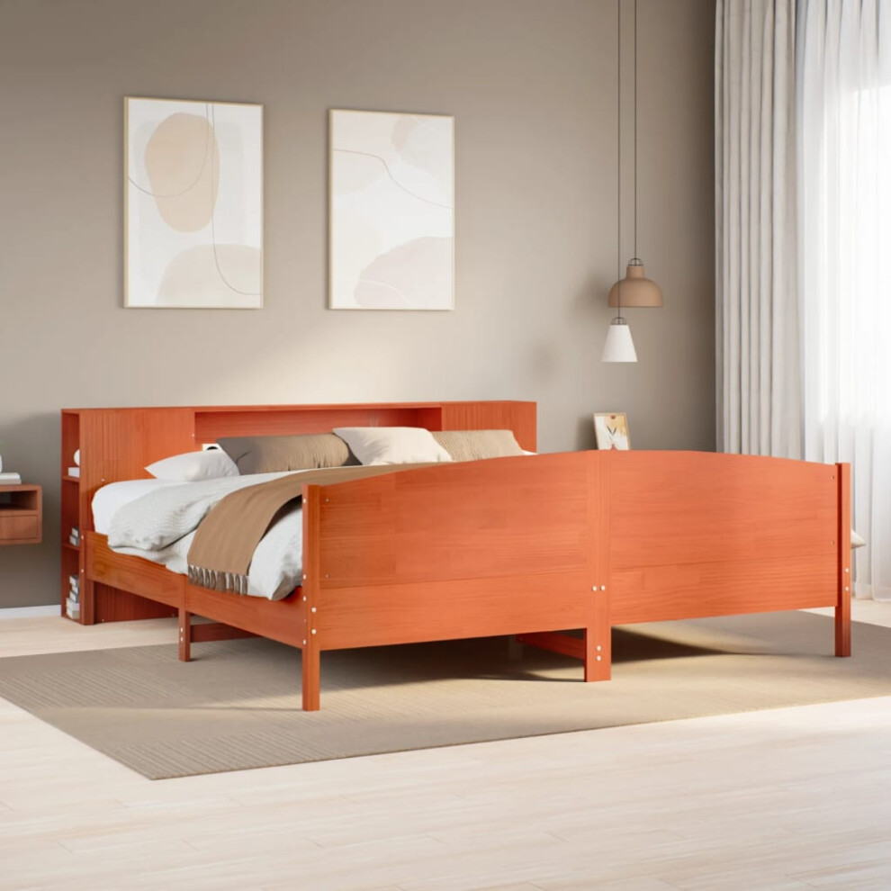 Vidaxl Bookcase Bed Without Mattress Bed Wax Brown 200X200cm Solid Wood Pine