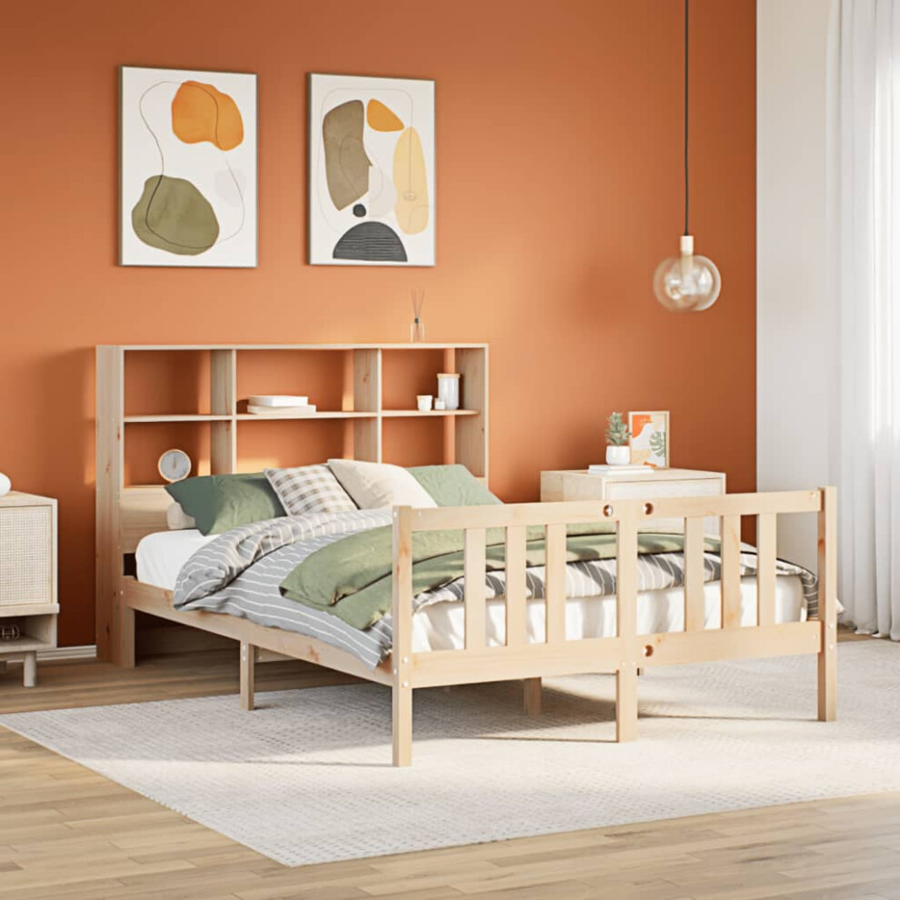 vidaXL Bookcase Bed Without Mattress 150x200cm King Size Solid Wood Pine