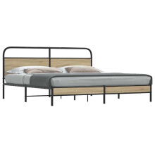 vidaXL Metal Bed Frame without Mattress Smoked Oak 180x200 cm Super King