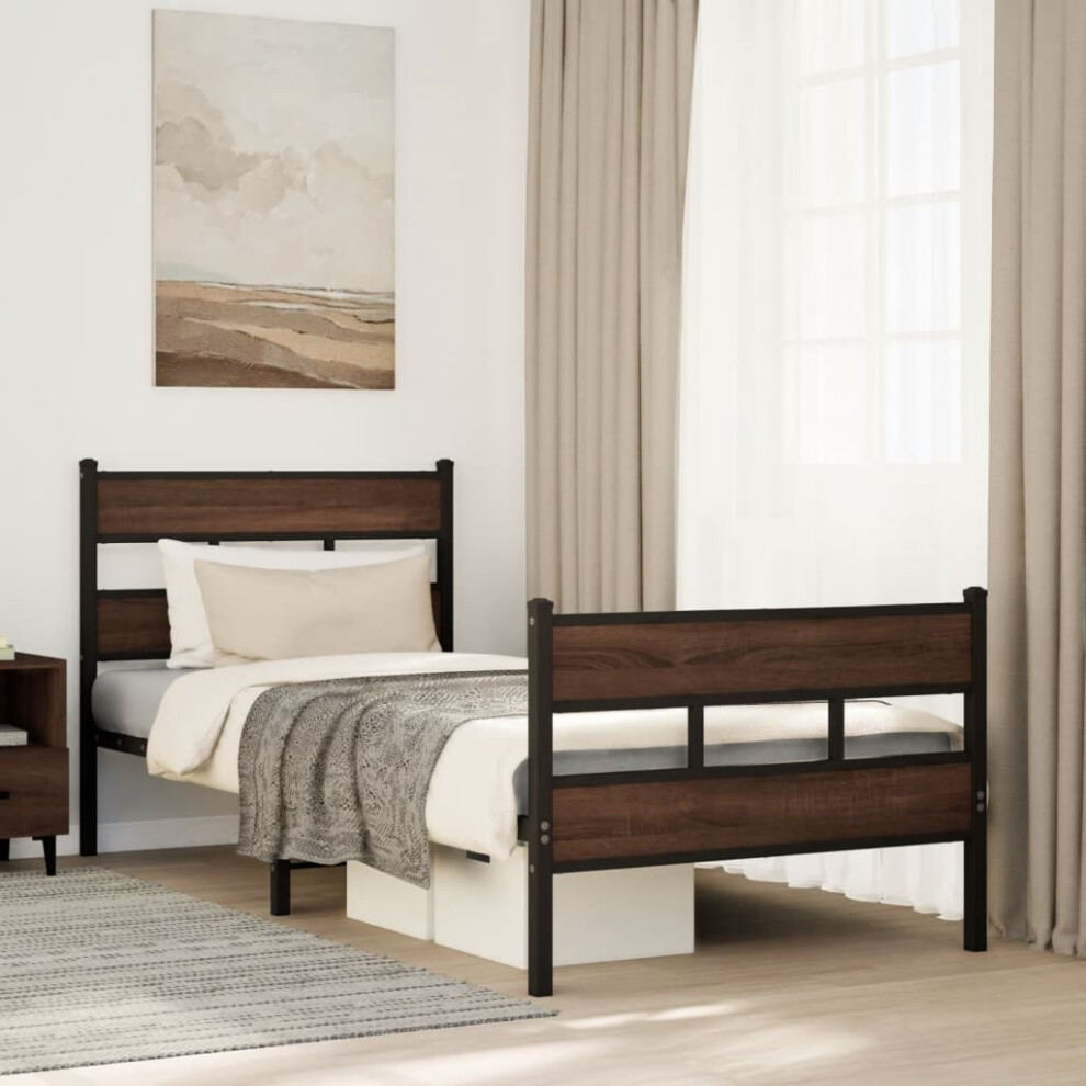 Vidaxl Bed Frame Without Mattress With Headboard And Footboard 100X190 Cm