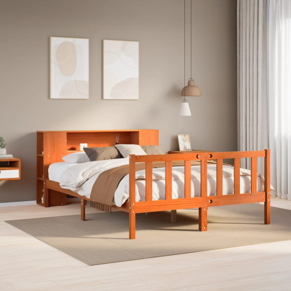 Vidaxl Bookcase Bed Without Mattress Wax 140X200 Cm Solid Wood Pine Brown