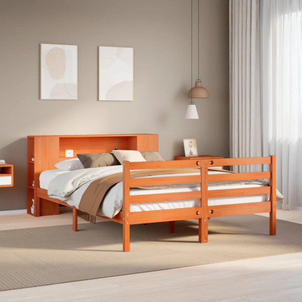 Vidaxl Bookcase Bed Without Mattress Wax 140X190 Cm Solid Wood Pine Brown