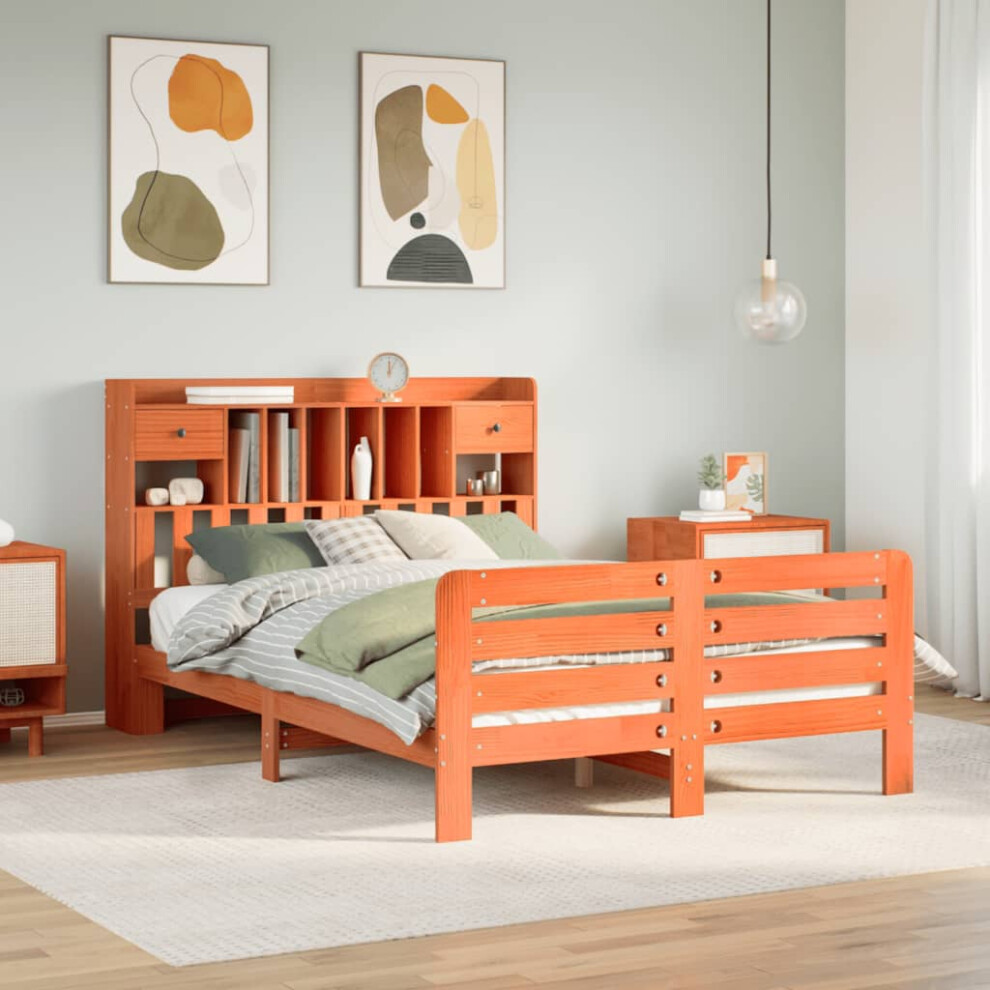 Vidaxl Bookcase Bed Without Mattress Wax 140X200 Cm Solid Wood Pine Brown