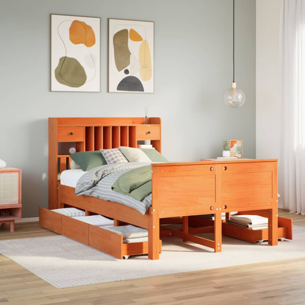 Vidaxl Bookcase Bed Without Mattress Wax 120X200 Cm Solid Wood Pine Brown