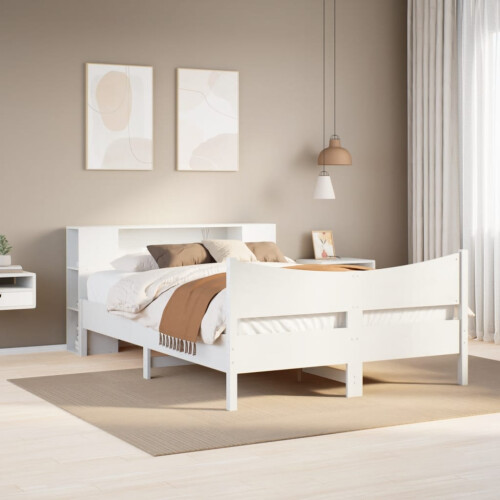 VidaXL vidaXL Bed Frame without Mattress White 135x190 cm Double Solid Wood Pine