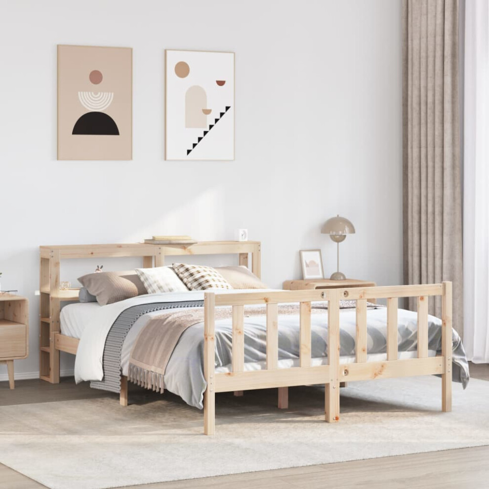 vidaXL Bed Frame Without Mattress 120x190 Cm Small Double Solid Wood Pine