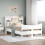 VidaXL vidaXL Bed Frame without Mattress White 135x190 cm Double Solid Wood Pine 1
