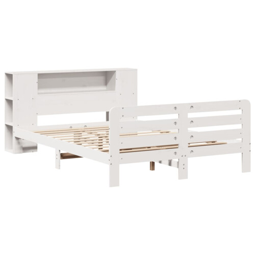 VidaXL vidaXL Bed Frame without Mattress White 135x190 cm Double Solid Wood Pine 2
