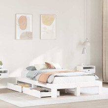 vidaXL Bed Frame without Mattress White 135x190 cm Double Solid Wood Pine