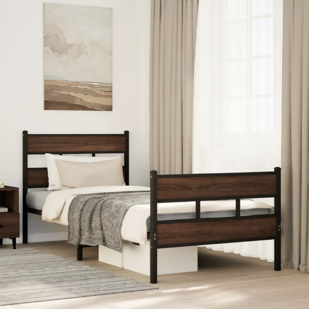 Vidaxl Bed Frame Without Mattress With Headboard And Footboard 100X200 Cm