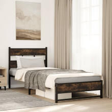 vidaXL Metal Bed Frame without Mattress Smoked Oak 75x190 cm Small Single