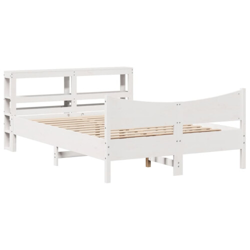 VidaXL vidaXL Bed Frame with Headboard White 150x200 cm King Size Solid Wood Pine 1