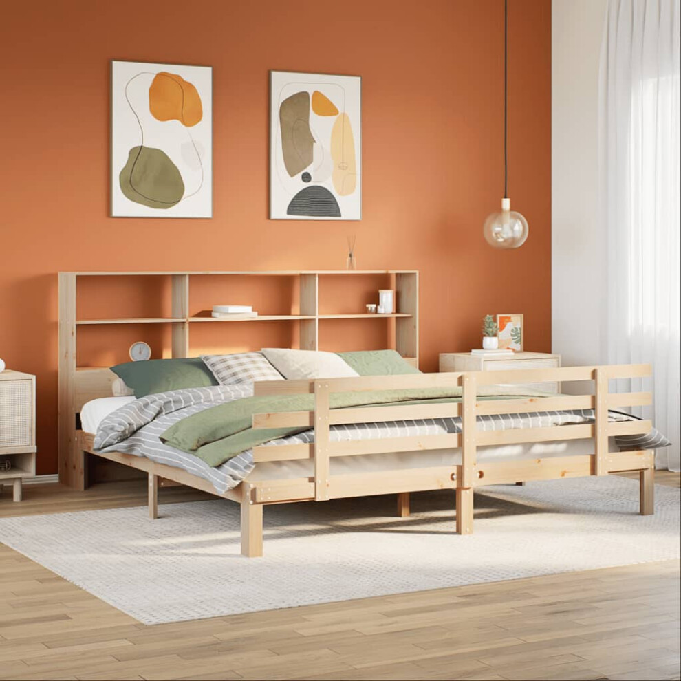 vidaXL Bookcase Bed Without Mattress 180x200 Cm Super King Solid Wood Pine