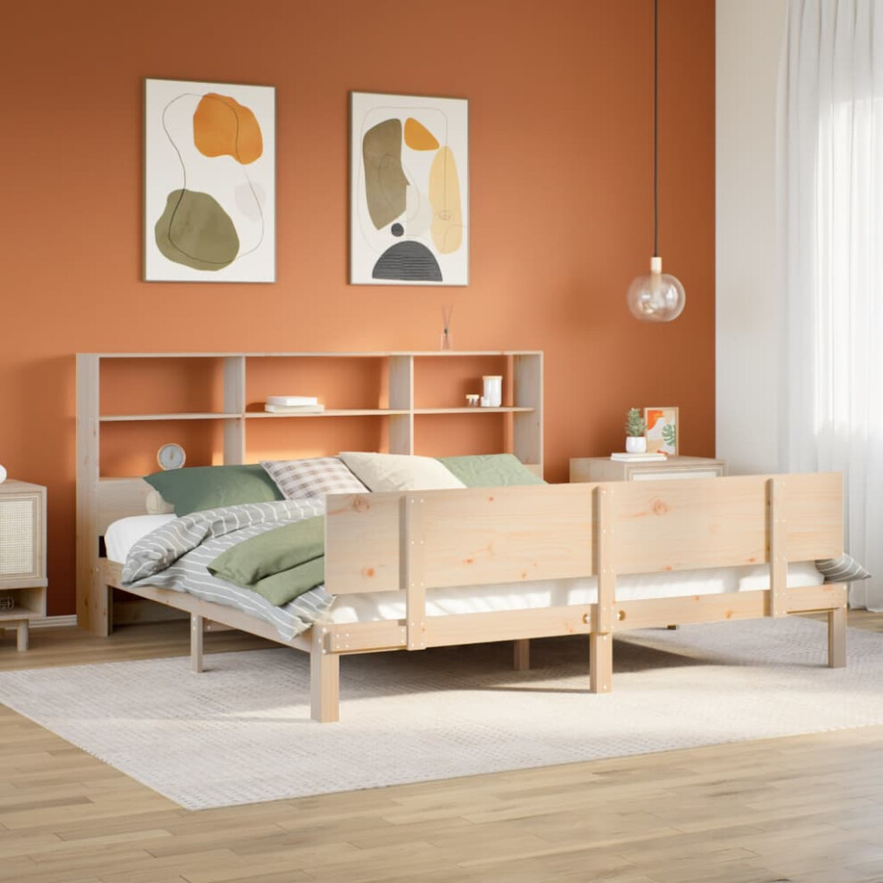 vidaXL Bookcase Bed Without Mattress 180x200 Cm Super King Solid Wood Pine