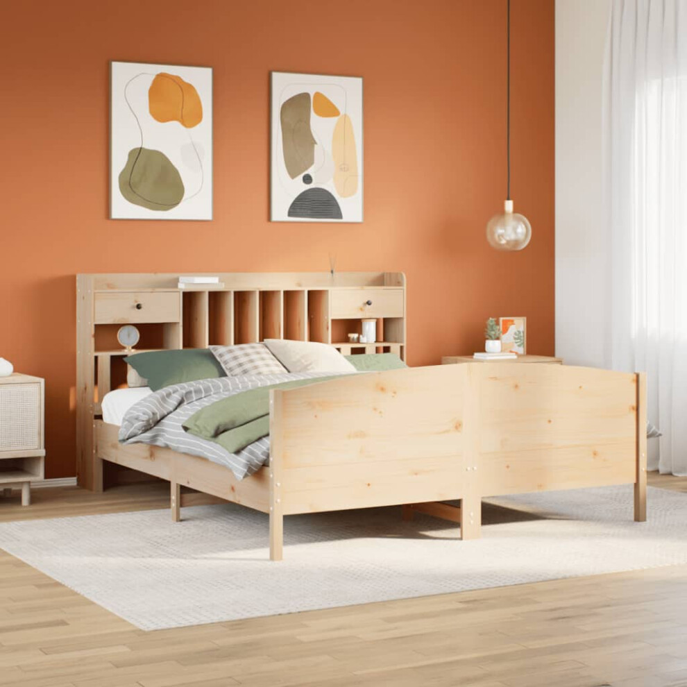 Vidaxl Bookcase Bed Without Mattress 180X200 Cm Super King Solid Wood Pine