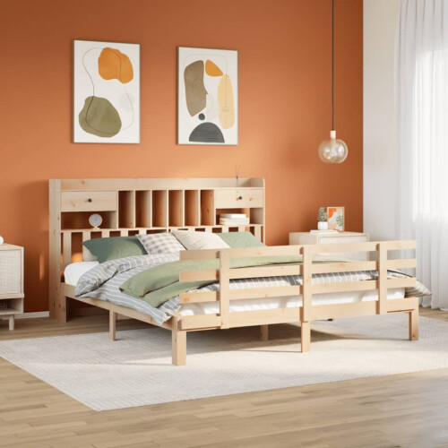 VidaXL vidaXL Bookcase Bed without Mattress 180x200 cm Super King Solid Wood Pine