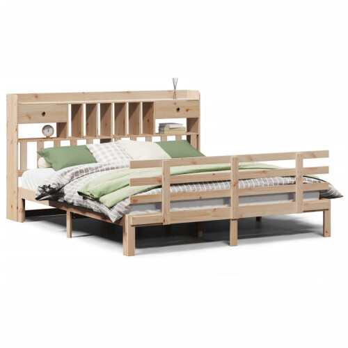 VidaXL vidaXL Bookcase Bed without Mattress 180x200 cm Super King Solid Wood Pine 1