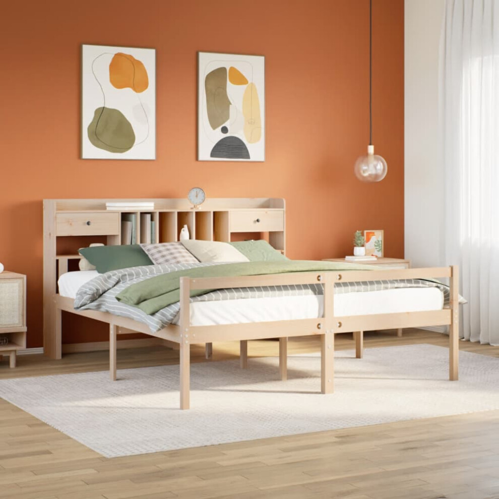 Vidaxl Bookcase Bed Without Mattress 180X200 Cm Super King Solid Wood Pine