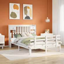 vidaXL Bookcase Bed without Mattress White 150x200 cm King Solid Wood Pine