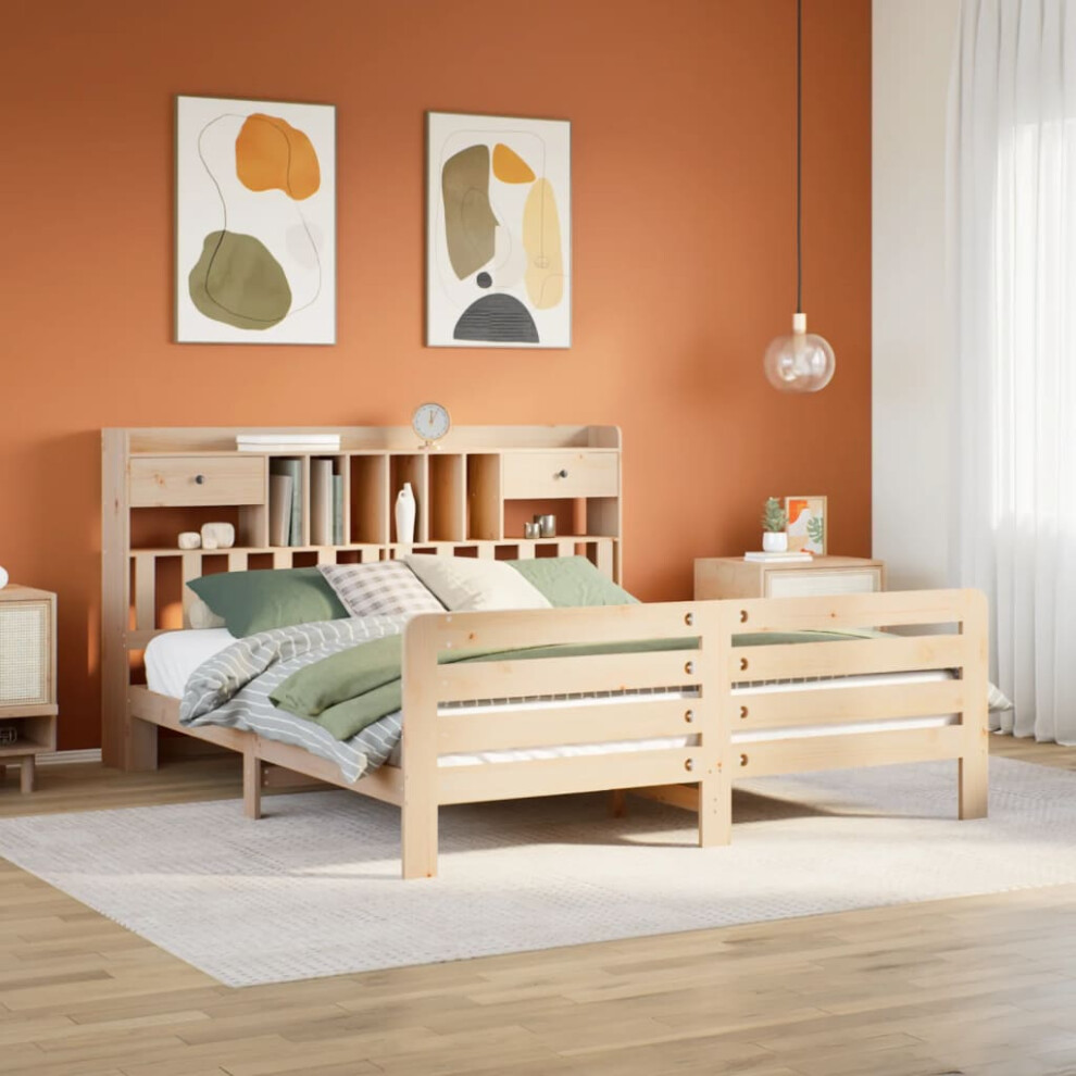 vidaXL Bookcase Bed without Mattress 180x200 cm Super King Solid Wood Pine