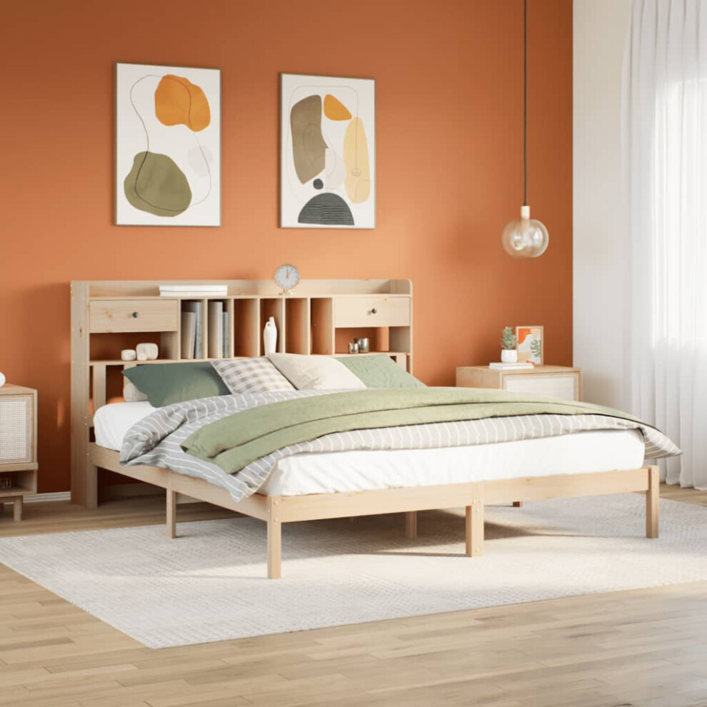 Vidaxl Bookcase Bed Without Mattress 180X200 Cm Super King Solid Wood Pine