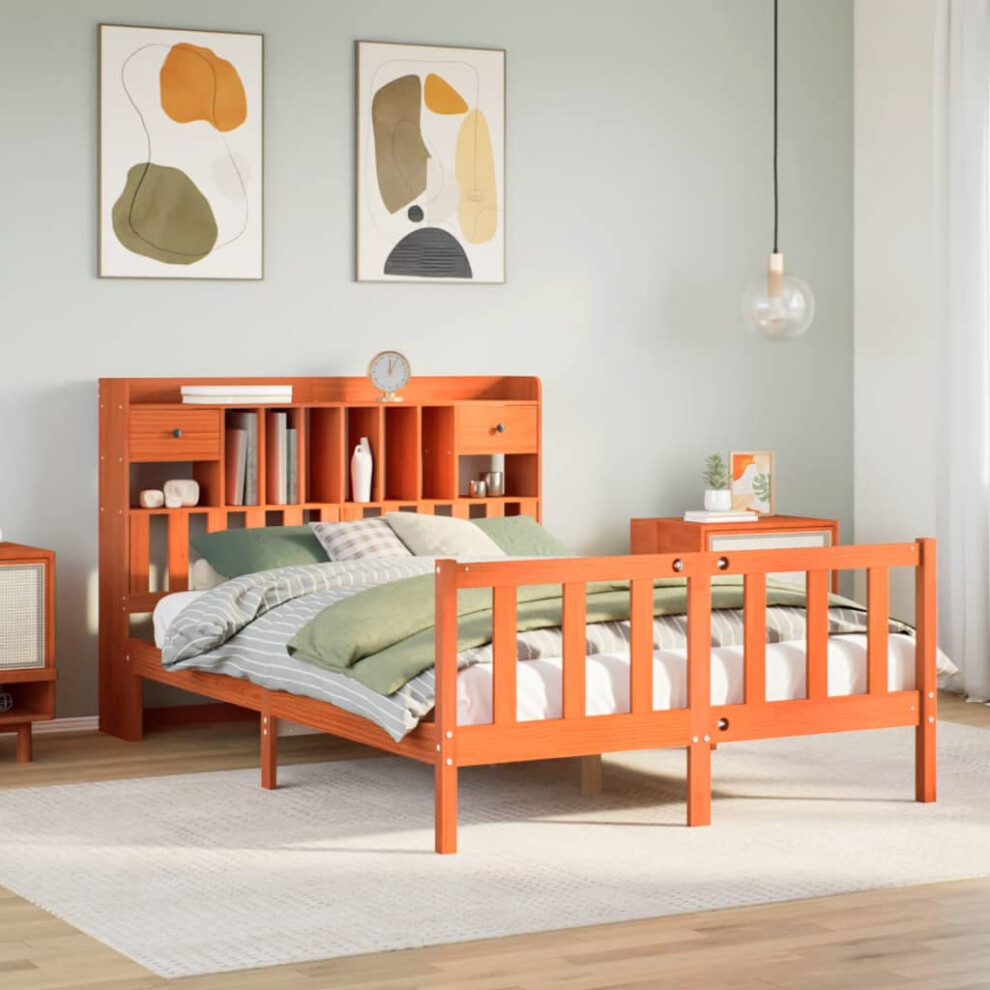 Vidaxl Bookcase Bed Without Mattress Wax 140X200 Cm Solid Wood Pine Brown