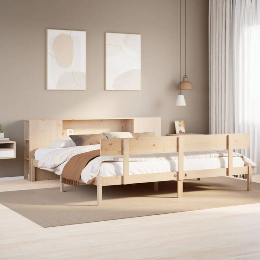Vidaxl Bookcase Bed Without Mattress 180X200 Cm Super King Solid Wood Pine
