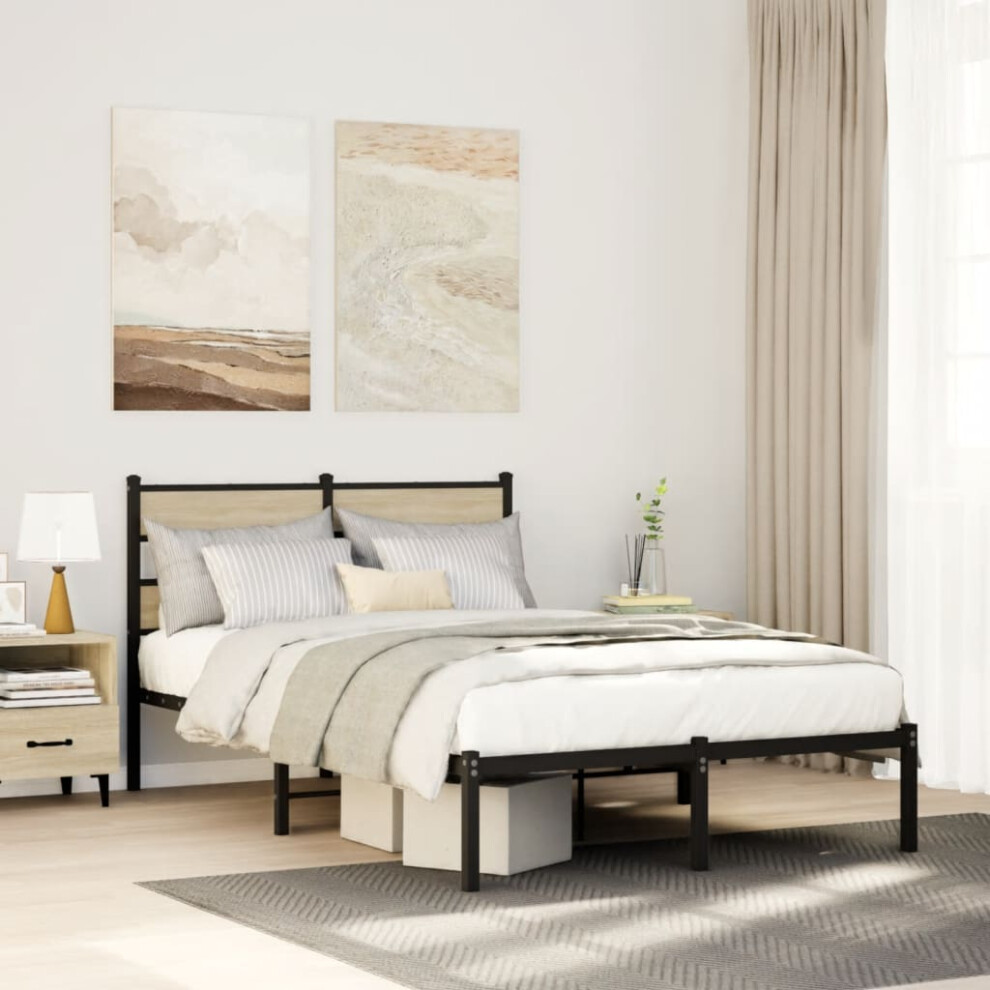 Vidaxl Metal Bed Frame Without Mattress Sonoma Oak 120X190 Cm Small Double